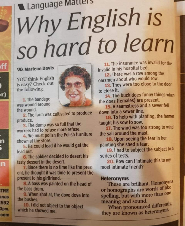 ☆Homonyms(同音異義語)& Hetronyms(同形異音異議語) 西宮・芦屋・神戸の英会話スクール